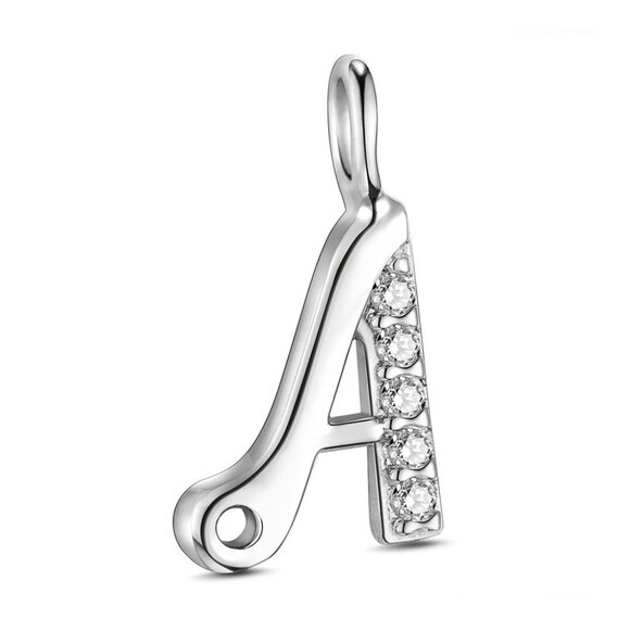 NWOT  Small Letter A charm 925 Sterling Silver w Cz Accents 2/$10 - Picture 1 of 4